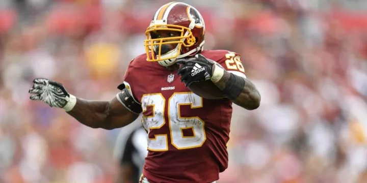 Der Washington Redskins Veteran Runningback Adrian Peterson. Der Washington Redskins Veteran Runningback Adrian Peterson.