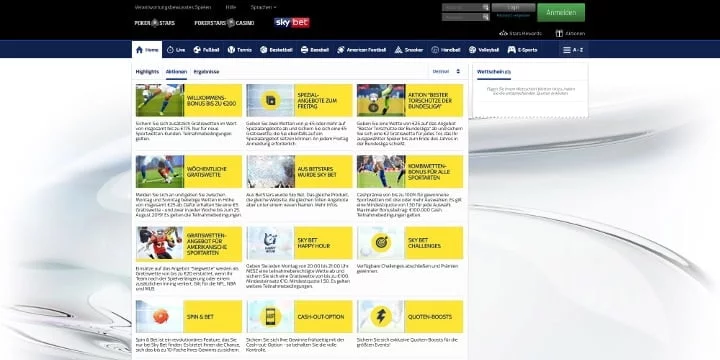 SkyBet Aktionen