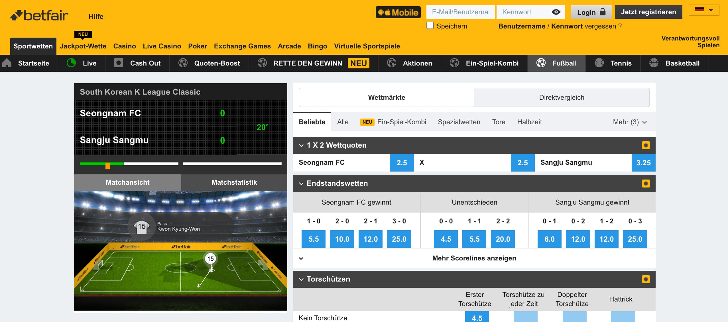 Betfair Live Wetten
