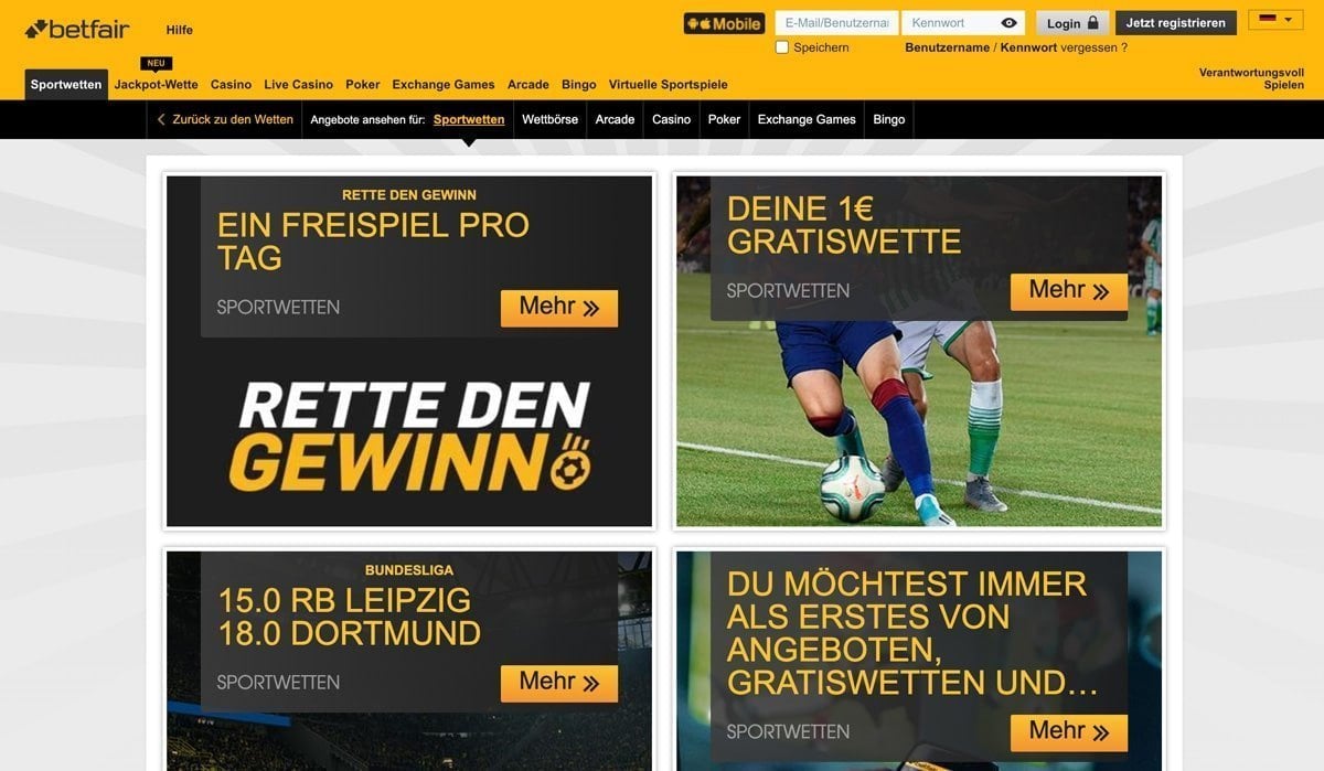 Betfair Sportwetten Bonus Aktionen
