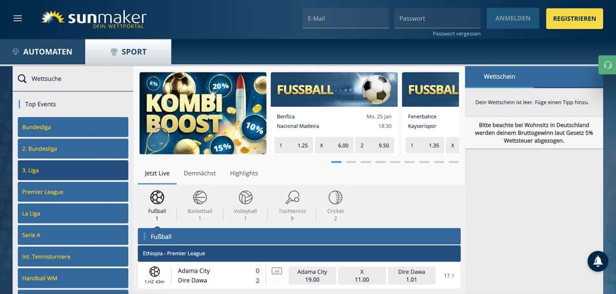 Sunmaker Sportwetten