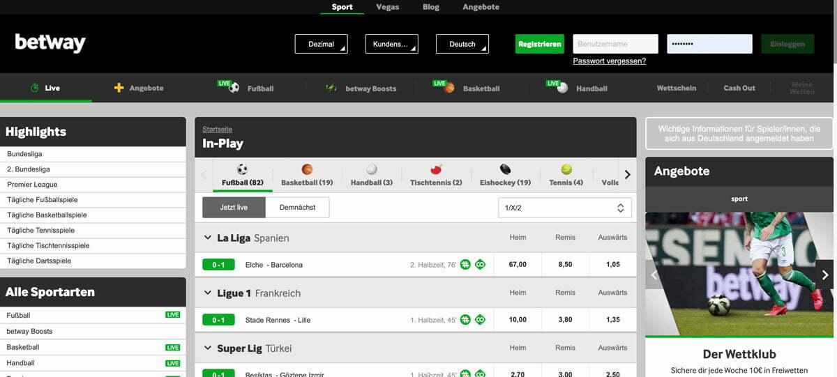 Betway Live Wetten
